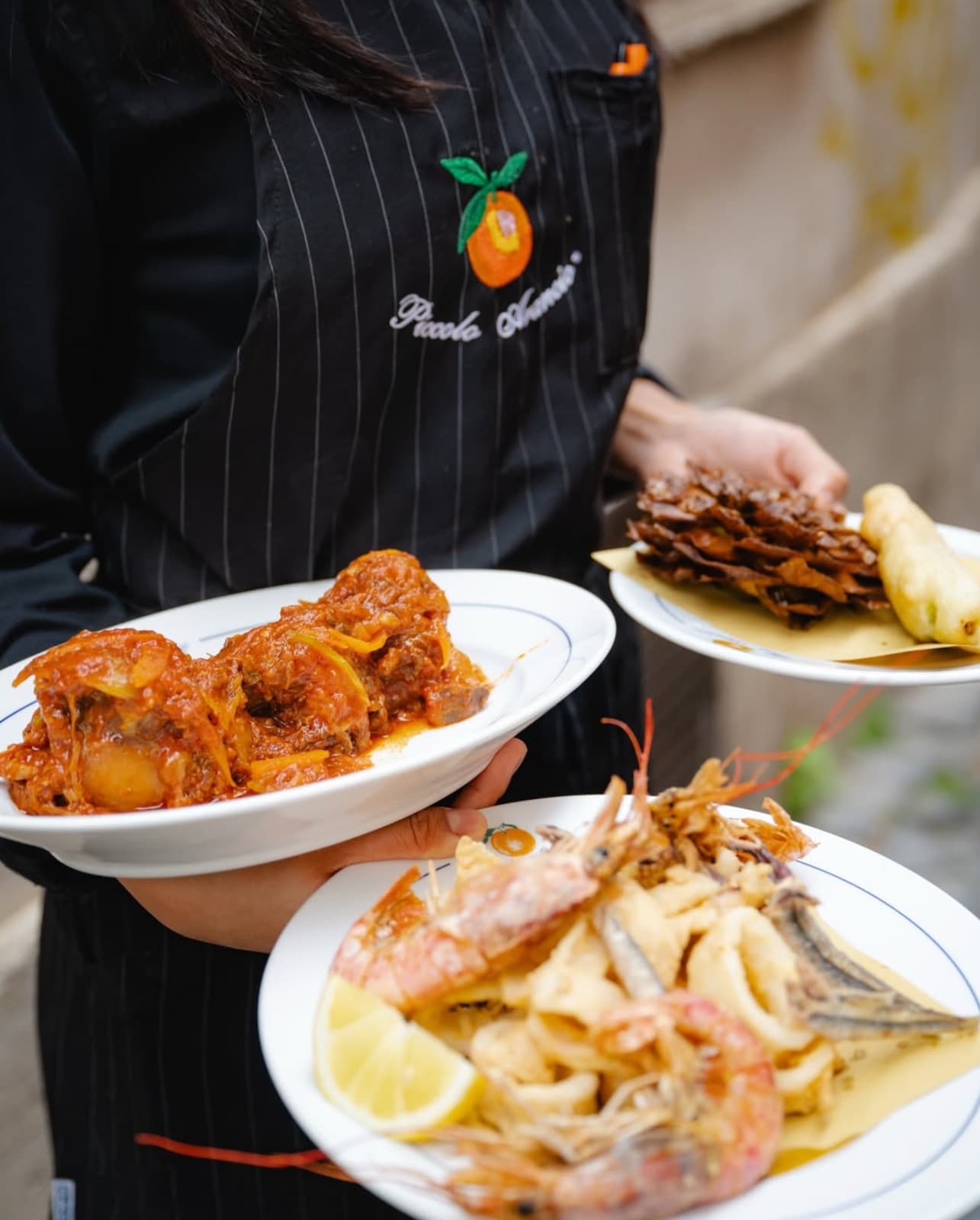 Traditionelle römische Küche mit modernem Touch, ravioli all'arancia